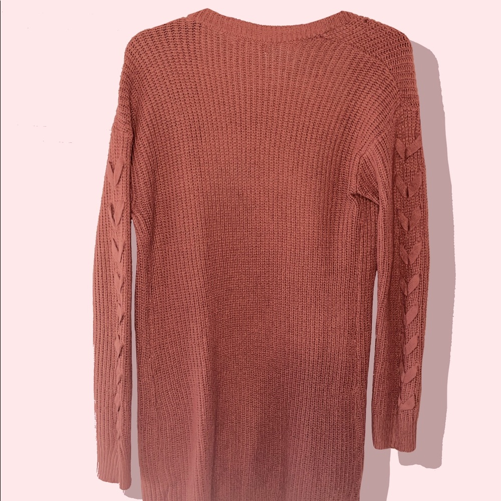 Moral Fiber Dusty Pink Cardigan Criss Cross Sleeve